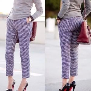 J Crew Purple Silk Tweed Cafe Capri Ankle Length Size 8